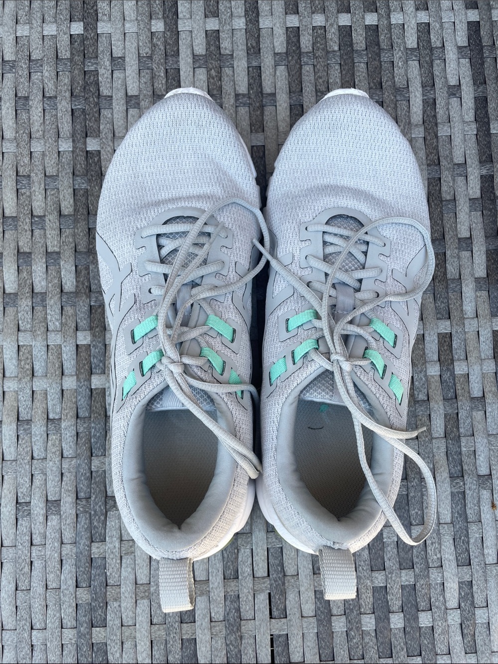 ASICS light Gray Running Sneakers with Mint Accents - Picture 2 of 3